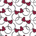 Valentines hearts seamless ring pattern for wrapping paper and fabrics and linens and party accessories