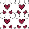 Valentines hearts seamless ring pattern for wrapping paper and fabrics and linens and party accessories