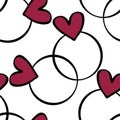 Valentines hearts seamless ring pattern for wrapping paper and fabrics and linens and party accessories