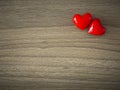 Valentines Hearts on Wooden Background