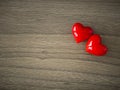 Valentines Hearts on Wooden Background