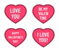 Valentines illustration. Pink valentines hearts color vector illustration set.