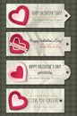 Valentines labels with decorative hearts