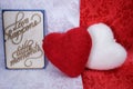 Valentines, love happens in the little moments, two pillow hearts
