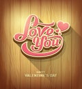 Valentines love you text design