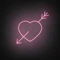 Valentines Neon Heart. Valentine`s Day neon Heart Love sign