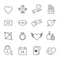 Valentines outline stroke icons