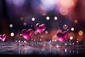 Valentines panorama unfolds trendy magenta, hearts, and sparkling bokeh create allure