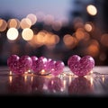 Valentines panorama unfolds trendy magenta, hearts, and sparkling bokeh create allure