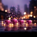 Valentines panorama unfolds trendy magenta, hearts, and sparkling bokeh create allure
