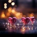 Valentines panorama unfolds trendy magenta, hearts, and sparkling bokeh create allure