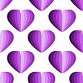 Valentines paper hearts on white background. Vector love seamless pattern for Happy Mother`s or Valentine`s Day. Royalty Free Stock Photo