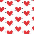 Valentines pattern. Red heart with arrow symbol. Vector design