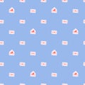 Seamless blue vector envelopes pattern