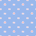 Seamless blue vector envelopes pattern
