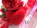 Valentines red heart, red roses, love Royalty Free Stock Photo