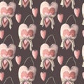 Valentines romantic seamless pattern watercolor hand painted
