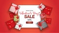 Valentines`s day sale promo with gift box