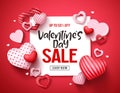 Valentines sale vector banner template. Valentines day store discount promotion Royalty Free Stock Photo