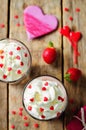 Valentines Strawberry banana milkshake with whipped cream