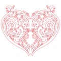 Valentines Swirly love heart tattoo inspired cutout card
