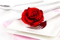 Valentines table setting with an gift box,