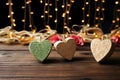 Valentines text on wooden cubes, love spelled in rustic elegance
