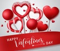 Valentines vector background concept. Happy valentines day greeting text with valentine candy and lollipop elements.