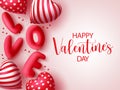 Valentines vector banner template. Happy valentine`s day greeting text in empty space for valentine`s messages with 3d realistic. Royalty Free Stock Photo