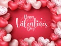 Valentines vector banner template. Happy valentine`s day text with balloon heart in empty space for messages celebration greeting. Royalty Free Stock Photo