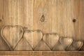 Valentines Vintage Hearts over Wooden Background. Valentine Hea