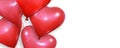 Valentines wallpaper. Realistic heart balloons flying on white background. Valentines Day banner