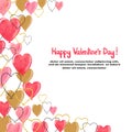 Valentines watercolor hearts balloons border for your design.