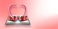 Valentines week special. 3D illustration of Valentines day, 3D text effect on notebook and pencil. Empty Space