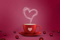 Valentines week special illustration idea. Heart shape of steaming coffee cup. Empty Space Royalty Free Stock Photo