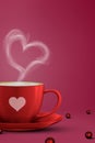 Valentines week special illustration idea. Heart shape of steaming coffee cup. Empty Space Royalty Free Stock Photo