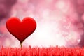 Valentines week special illustration idea. A heart is standing on nature grass background. Empty Space Royalty Free Stock Photo