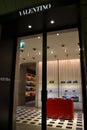 Valentino fashion boutique for women decorated for the Christmas holidays.