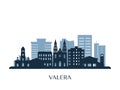 Valera skyline, monochrome silhouette. Royalty Free Stock Photo