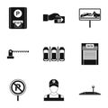 Valet parking icons set, simple style