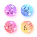 Valet servant, Touchscreen gesture and Group people minimal line icons. For web application, printing. Vector
