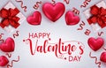 Valetines vector background template. Happy valentine`s day text with empty space for messages with heart and gift valentine. Royalty Free Stock Photo