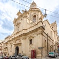 View at the Church Agios Nikolaos in the streets of Valetta in Malta