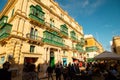 Valetta, Malta - 12 16 22: traditional maltese balconies in sunny day