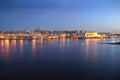 Valetta and Marsamxett Harbour at sundown. Malta Royalty Free Stock Photo