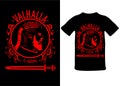 Valhalla is coming, viking silhouette with scandinavian knots and sword, t-shirt print, sticker. Vector illustration