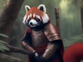 The Valiant Guardians: Striking Knight of the Red Panda Canvas