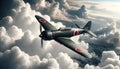 Valiant Wings: WW II Fighter Aircraft Soaring Through History Royalty Free Stock Photo