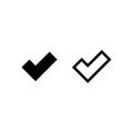 Valid Seal icon. Black tick set. line OK sticker icon. Isolated on white. Accept button