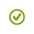 Valid Seal icon. Green tick over green circle. Flat OK sticker icon. Isolated on white Royalty Free Stock Photo